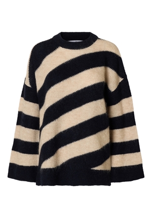 Tröjor/Koftor - Slfalmina oversize knit o-neck – Dark sapphire/Birch Tröjor/Koftor - Slfalmina oversize knit o-neck – Dark sapphire/Birch